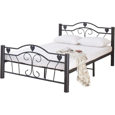 Lit métal noir 140x190 cm avec sommier HERCULE (1/5)