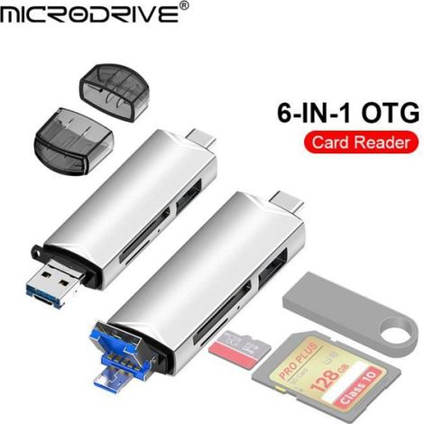 HUB USB C 3-5-6 en 1 pour carte mémoire-flash USB-adaptateur de carte SD-USB 2.0-3.0-Micro Mini lecteur de - 6 in 1 USB Adapter