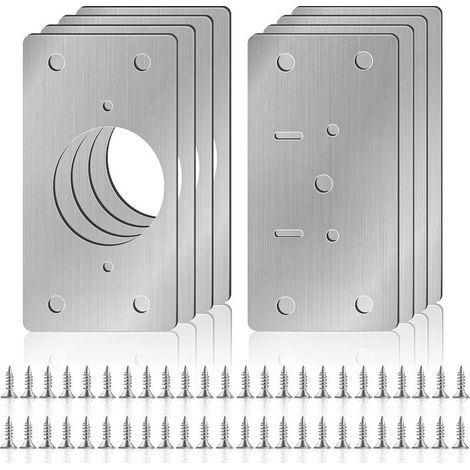 8 PCS Plaque de Reparation Charniere kit de Plaque Charniere Porte Placard avec Vis Réparation Charniere Porte Placard pour Bois Étagères Armoires Meubles (1/5)