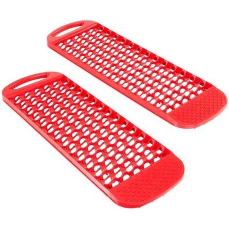 Équipement Conduite Sécurité des Véhicules 2 Pièces Panneau Récupération Voiture Tapis Antidérapants Piste Planches Traction Tout-Terrain Planches Traction Récupération (1/4)