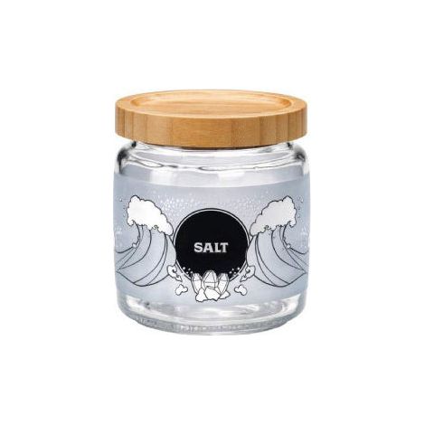 1 Barattolo Contenitore da Cucina in vetro Tappo in Bamboo Sale 750 ml