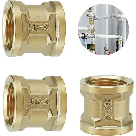 3 Pièces Manchon Filetage 3/4" Ig/Ig, Double Manchon G3/4 Pouces en Laiton, Adaptateur Laiton à Double Filetage (Ø25mm), Bonne Étanchéité, pour L'installation Ou La Réparation de Tuyaux (1/5)