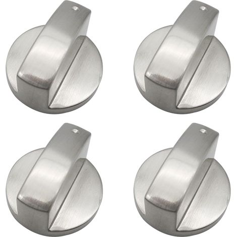 Lot de 4 boutons de rechange métal argenté 6 mm cuisinière gaz, boutons rotatifs (1/4)