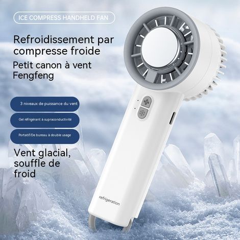Mini-ventilateur de bureau avec fonction de refroidissement (ABS – Alimentation USB – Silencieux et grande autonomie – Idéal pour le bureau, la chambre et l'extérieur) (1/3)