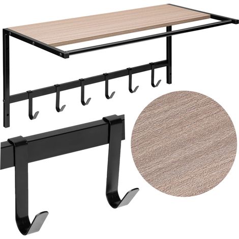Perchero de pared con estante, haya clara, azul negro (1/5)