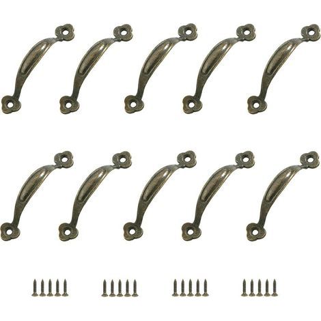 10 RéTro Poignées Poignee de Meuble Bouton de Porte Poignee Entraxe Rustiques en Alliage de Zinc Pour Cuisine Porte de Grange Jardin Remise Tiroir D'Armoire En Bois(80MM) (1/5)