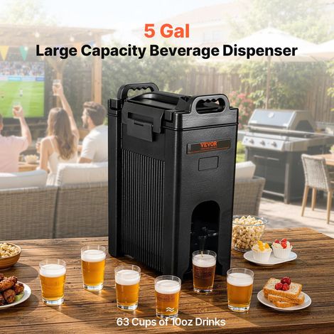 Distributeur de Boissons Isotherme 19 L Distributeur d’Eau Chaude et Froide Non Électrique Conservation 10 H Conteneur Isotherme avec Robinet Portable LDPE Alimentaire pour Camping Restauration (1/5)