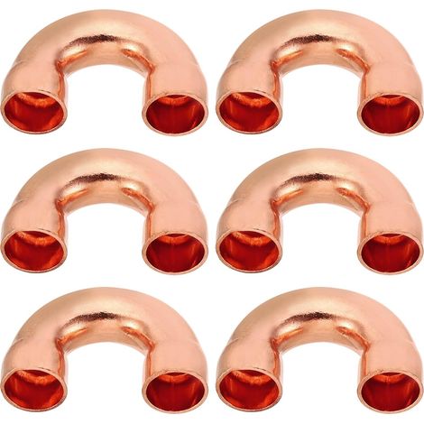 6pcs Raccord Coudé Cuivre pour Tuyaux Gaz, 10mm Raccord Tuyau d'Arrosage Durite Essence, Raccords Tuyauterie à Pression pour HVAC Climatisation Plomberie, Épaisseur 0.8mm - U Forme (1/5)