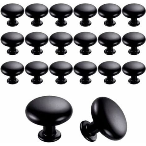 20PCS Boutons de Porte Boutons de Tiroir 30mm Vintage Poignées Boutons de Meuble de Meuble pour Placards de Cuisine (Black) (1/4)