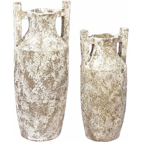 Vase Dava en terre cuite vieillie, 54 cm. Lot de 2, 22 x 54 cm. (1/2)