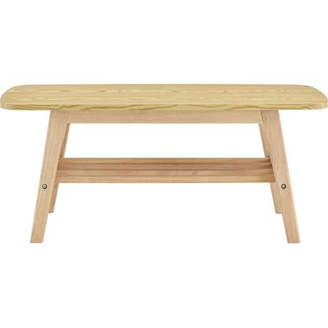 Mesa de centro grande de madera con 2 niveles de almacenaje 100 x 48 x 42 cm HOMVRA (1/5)