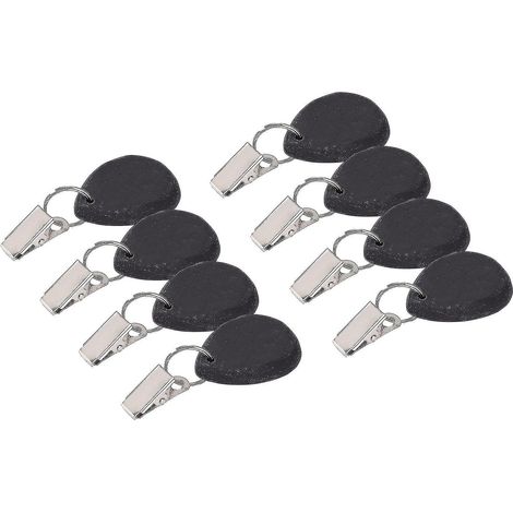 Lot de 8 poids de nappe en forme de goutte, avec pince métallique et pendentif en pierre - Noir (1/4)