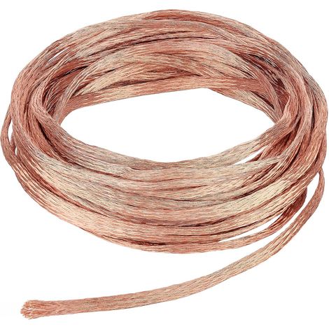 8m 3mm Sangle de Terre Tressée Cuivre Plat, Fil de Cuivre Nu Tressé pour la Mise à la Terre et la Réduction du Bruit, Épaisseur de 0.8mm (1/5)