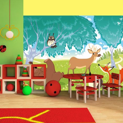 Papier Peint "Les Animaux du Bois de Quat'sous" 193 x 250 cm (1/2)