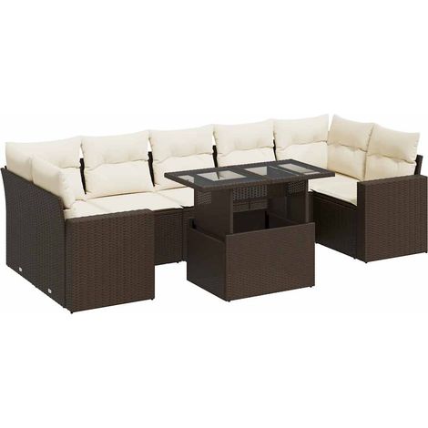 vidaXL Set Divani da Giardino 8 pz con Cuscini Marrone in Polyrattan (1/5)