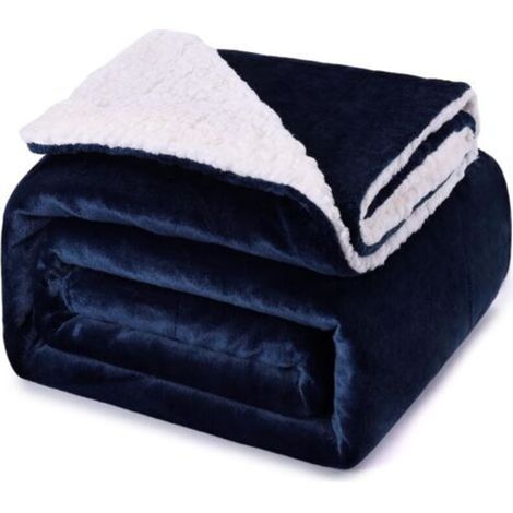Thick blanket 150x200cm, 480GSM Warm and comfortable, soft and fluffy, Sherpa Sheep, machine washable, easy to handle, practical gift, Navy Blue Sherpa (1/5)