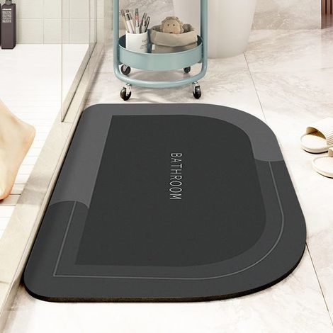 Saugfähige Badezimmer-Bodenmatte, rutschfeste Bodenmatte – große abgerundete Ecken, 50 x 80 cm, dunkelgrau