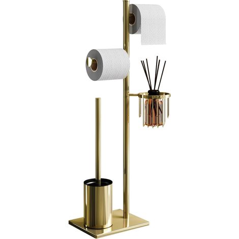 Porte-Papier Toilette en Acier Inoxydable avec Brosse WC et Panier d’Angle Rond. Design élégant, Durable, résistant à la Rouille et idéal pour