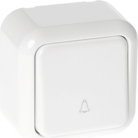 Bouton poussoir de cloche ancienne blanc 6x6x3 cm