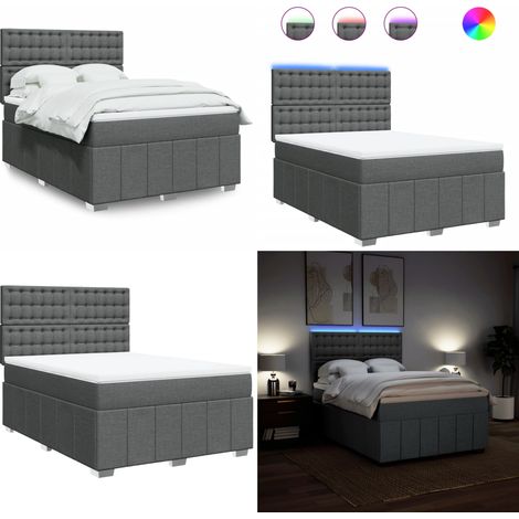 vidaXL Boxspringbett mit Matratze Dunkelgrau 140x200 cm Stoff (1/5)