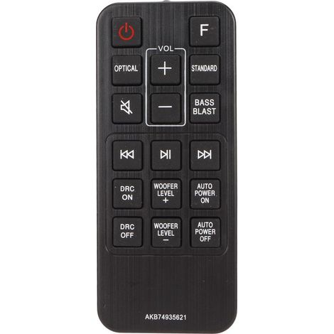 Télécommande universelle haute sensibilité compatible avec barres de son SJ2, SPJ2B, AEUSLLK, DEUSLLK - modèle de remplacement AKB74935621 (1/5)