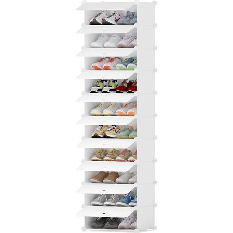 Meuble Chaussure, 10 Niveaux Meuble à Chaussure pour 20 Paires, Rangement Chaussure Chaussure Entree pour Entrées, Chambres et Couloirs, Blanc (1/5)
