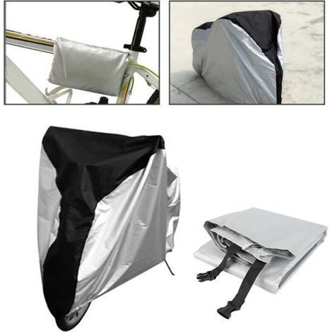pair Housse Bâche Étui Couverture de Vélo Moto - NOVA - M 180x60x90cm - Noir + Argenté - Anti-UV - Étanche (1/4)
