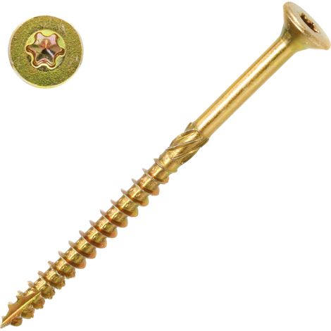 Tornillos para madera Torx 4x40, cabeza avellanada, zinc amarillo, 200 piezas (1/4)