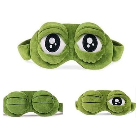 Masque de sommeil pour les yeux en forme de grenouille - Masque de sommeil amusant en 3D - Cadeau créatif (sac de glace non inclus) (1/4)