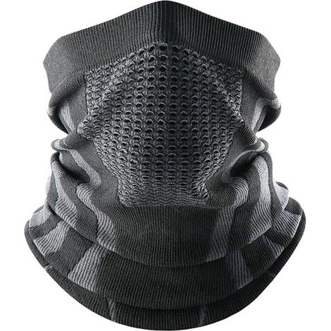 Masque coupe-vent - cache-cou d'hiver - cagoule - idéal pour le ski et le snowboard - 40 x 22 cm - gris (1/5)