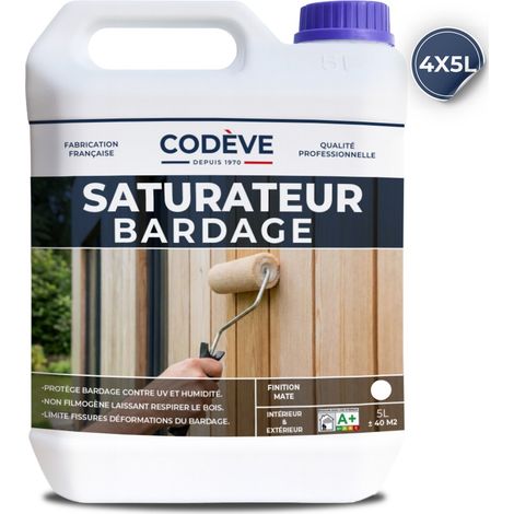 Codève Bois – Saturateur bardage 20 L – Protection bois pin, sapin, épicéa, mélèze – Limite déformations et fendillements – Application en 2 couches (1/5)