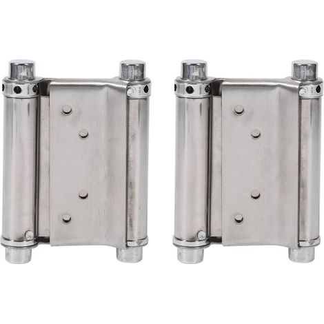 2 cerniere a molla a doppia azione in acciaio inox, cerniere per porte a battente, cerniere per porte a battente, capacità di carico fino a 15 kg - Crezuo