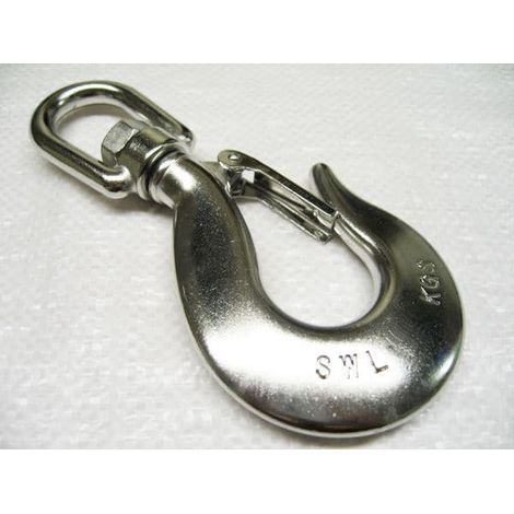 Stainless Steel Swivel Safety Hook with Latch 8MM (5/16 Marine Spring Catch) (1/2)