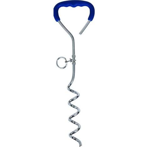 Piquet d’attache pour chien extérieur, coloris bleu, longueur 45 cm