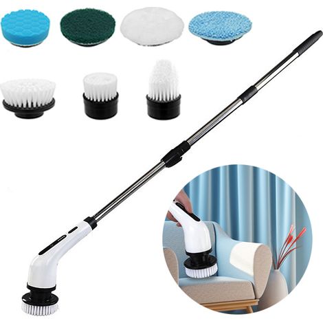 Brosse Nettoyage Electrique, Brosse Nettoyage Salle de Bain avec 7 têtes de perçage interchangeables, avec poignée réglable (1/5)