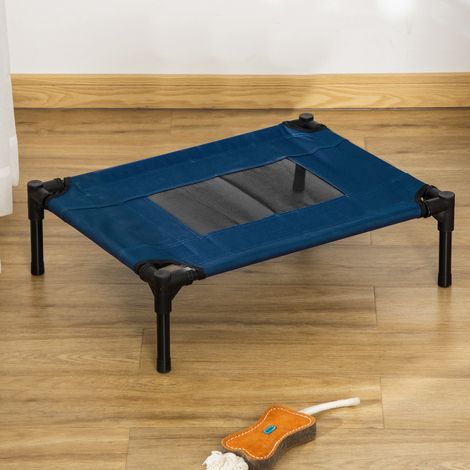 PawHut Cuccia rialzata per cani e gatti, cuccia portatile con zona in rete traspirante e tessuto Oxford per uso interno ed esterno, 61x46x18 cm, blu