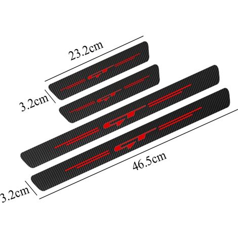 (GT Rouge) 4 protections de seuil de porte autocollantes en fibre de carbone pour Peugeot 206,308,407,508,3008,5008,Kia Forte,Cerato,Rio 3,4,K5 GT Line 2021 (1/3)