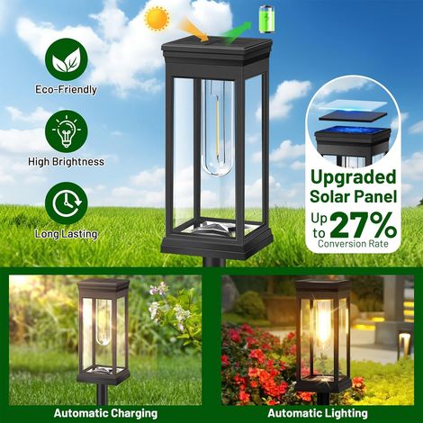 Ortviai Lampes solaires pour extérieur – 8 pièces, design élégant, IP65, 3000K, autonomie 10-12 h (1/3)