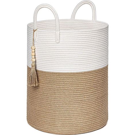 Panier à linge en coton 50 x 40 cm – Multifonctionnel – Rangement pour jouets ou vêtements sales (1/5)