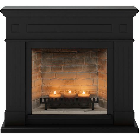 TAGU Cheminée électrique à bougies parfumées - LARSEN Zenflame - Effets flammes et crépitement - Noir (1/5)