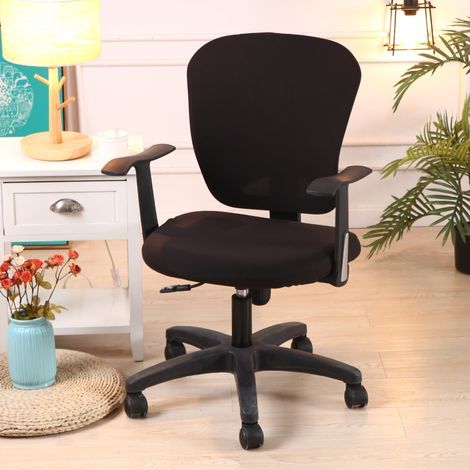 Funda moderna elástica y extraíble para silla - Funda duradera y extraíble para sillas de oficina giratorias (silla no incluida) - Negra (1/4)
