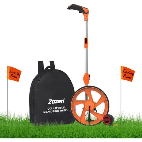 Roue Mesure/odometre Distance Mécanique,métriques Pliable,Pneus TPR. 20 Drapeaux Orange,Remise à Zéro 1 Bouton,Sac Transport, Support Vertical, Flèche,, Chantier, Terrain Sport.