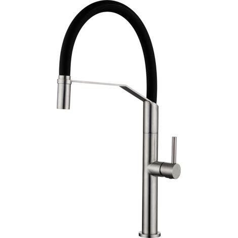 Rubinetto monocomando da cucina  Modello DEVA  Colore grigio  Finitura in acciaio  [ IMEX® ]