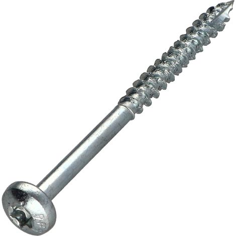 Vis bois TEKOR Tête ronde TR TORX T30 6X70 Filetage partiel Pointe antifendage type 17 Acier zingué