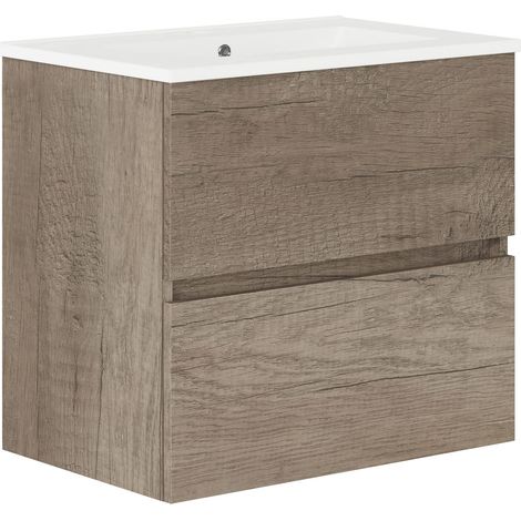 Ensemble de Salle de Bain Meuble de Salle de Bain à Fond réduit, avec lavabo en céramique, Distribution Deux tiroirs, Meuble monté, Deux tiroirs sans Miroir, Fond 39 cm 70 cm (1/5)