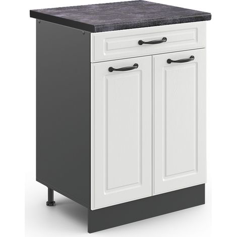 Meuble cuisine R-Line, Blanc campagne, 80 cm , PT Anthracite, Vicco