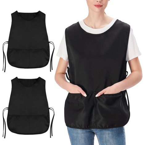 Lot de 2 tabliers unisexes – Tabliers style blouse – Grande taille (76 x 55 cm) – Vêtements de travail – Tablier d'infirmière (1/4)