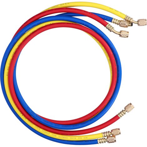 Set mit 3 Klimaanlagen-Befüllschläuchen mit Flüssigkeitserkennung, Kältemittel-Befüllschlauch, 3 Farben CT360RYB (R22), 1,5 Meter (1/5)