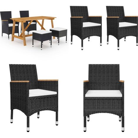 5-tlg. Garten-Essgruppe Schwarz - Gartensessel - Gartentisch - Gartenmöbeln - Essgruppe - Holztisch - Home & Living (1/5)