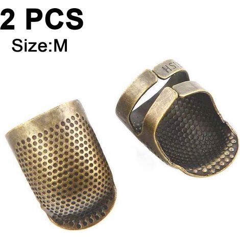 Lot de 2 protège-doigts en métal réglables pour la couture, le quilting et les loisirs créatifs. Accessoires pour la couture et le bricolage. Outils de couture DIY - Taille M (1/4)